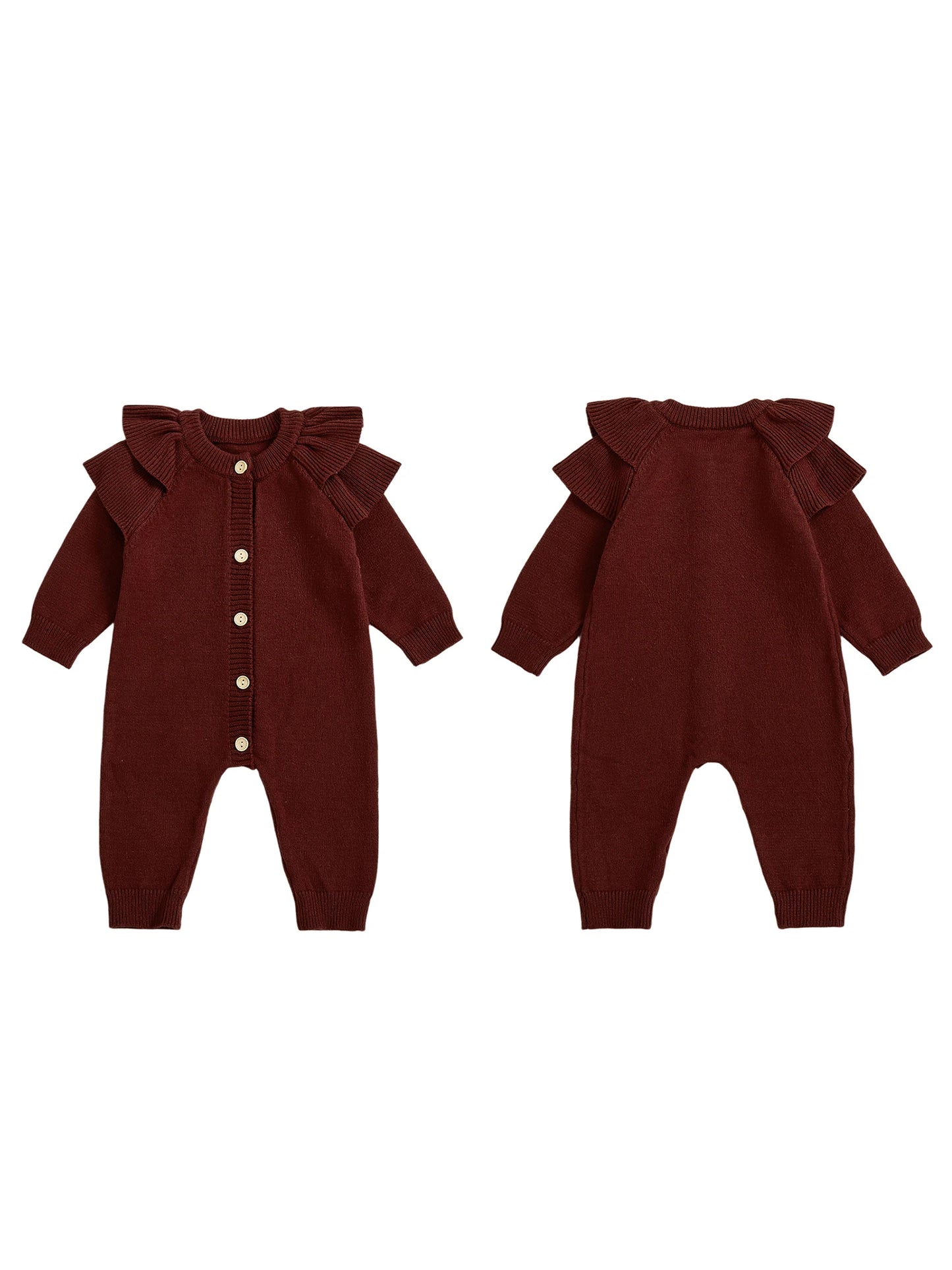 Toddler Winter Romper With Ruffle Detail And Cozy Knit