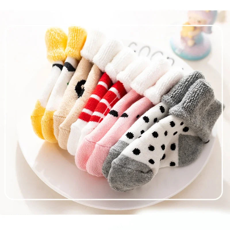 Sonkpuel Warm Cartoon Baby Socks 5 Pairs For Infants Toddlers