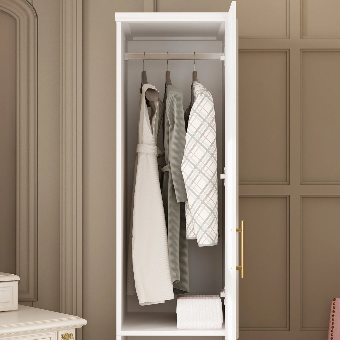 FUFU&GAGA Luxurious Wardrobe Armoire With Hanging Rod UltraExpandable Customizable Shelving