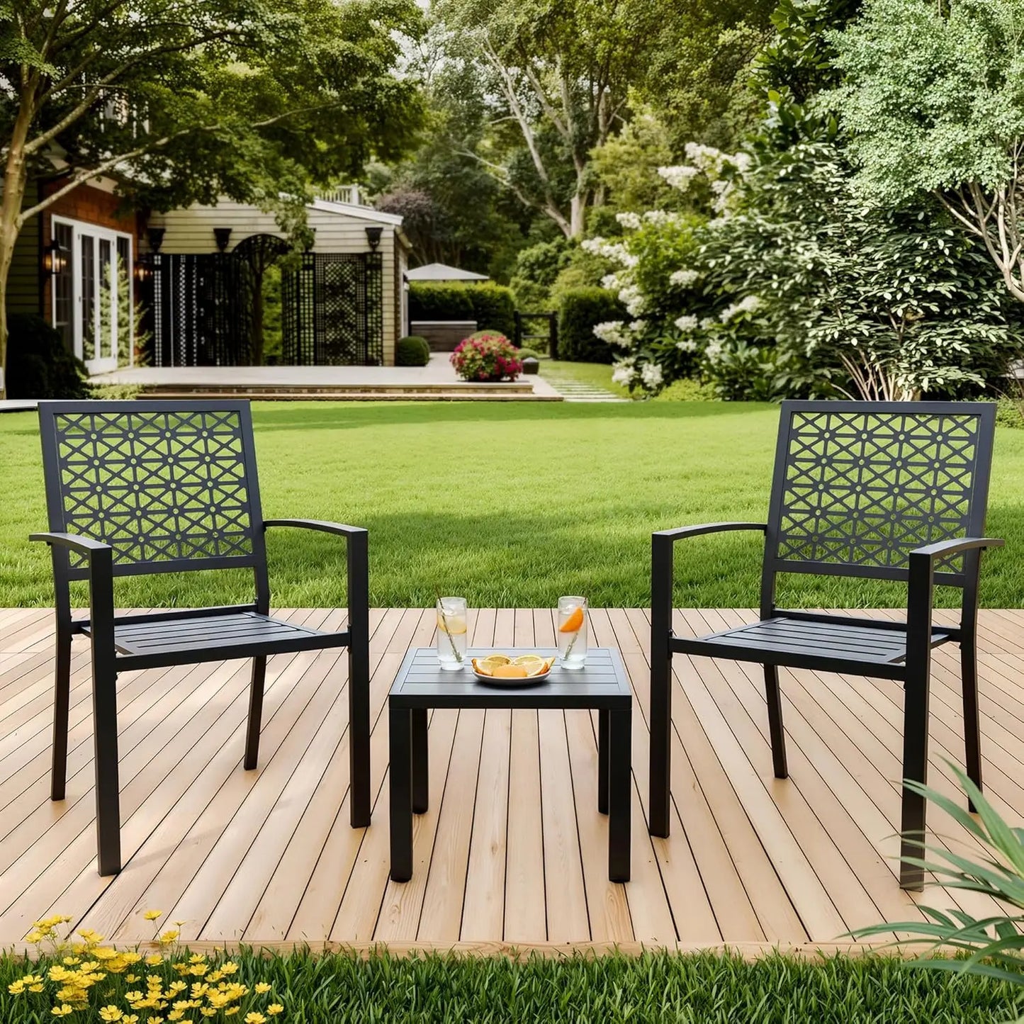 TWISTER.CK 3 Piece Patio Bistro Set Outdoor Table and Chairs