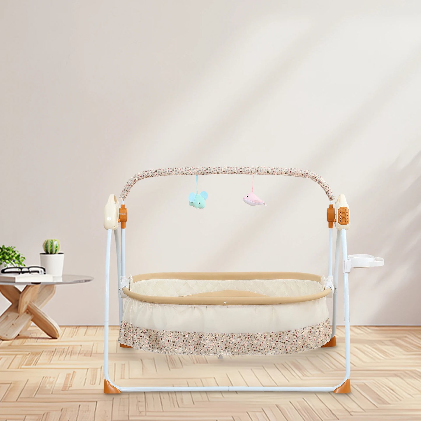 Foldable Electric Baby Cradle With Music Dual Control Mosquito Net