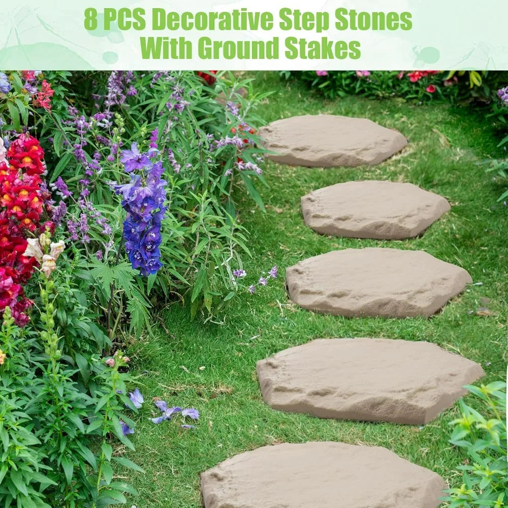 Color Garden Pathway Stepping Stones With Ground Stakes