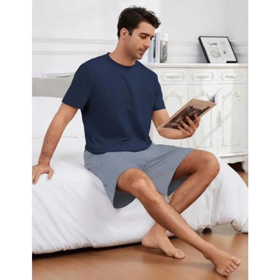 Men's 3 Piece Pajama Set Lounge Sleepwear With Pockets