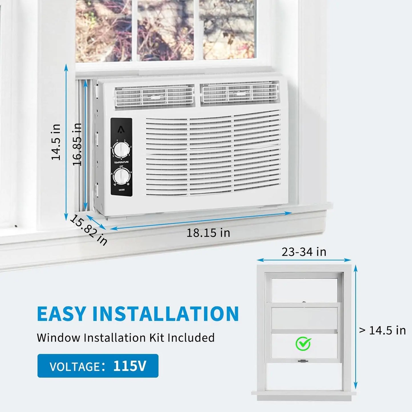 Acekool Window Air Conditioner With Remote For Quiet Rooms
