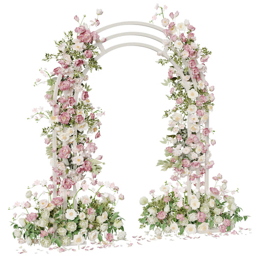 White Metal Wedding Arch Garden Arbor Indoor Outdoor