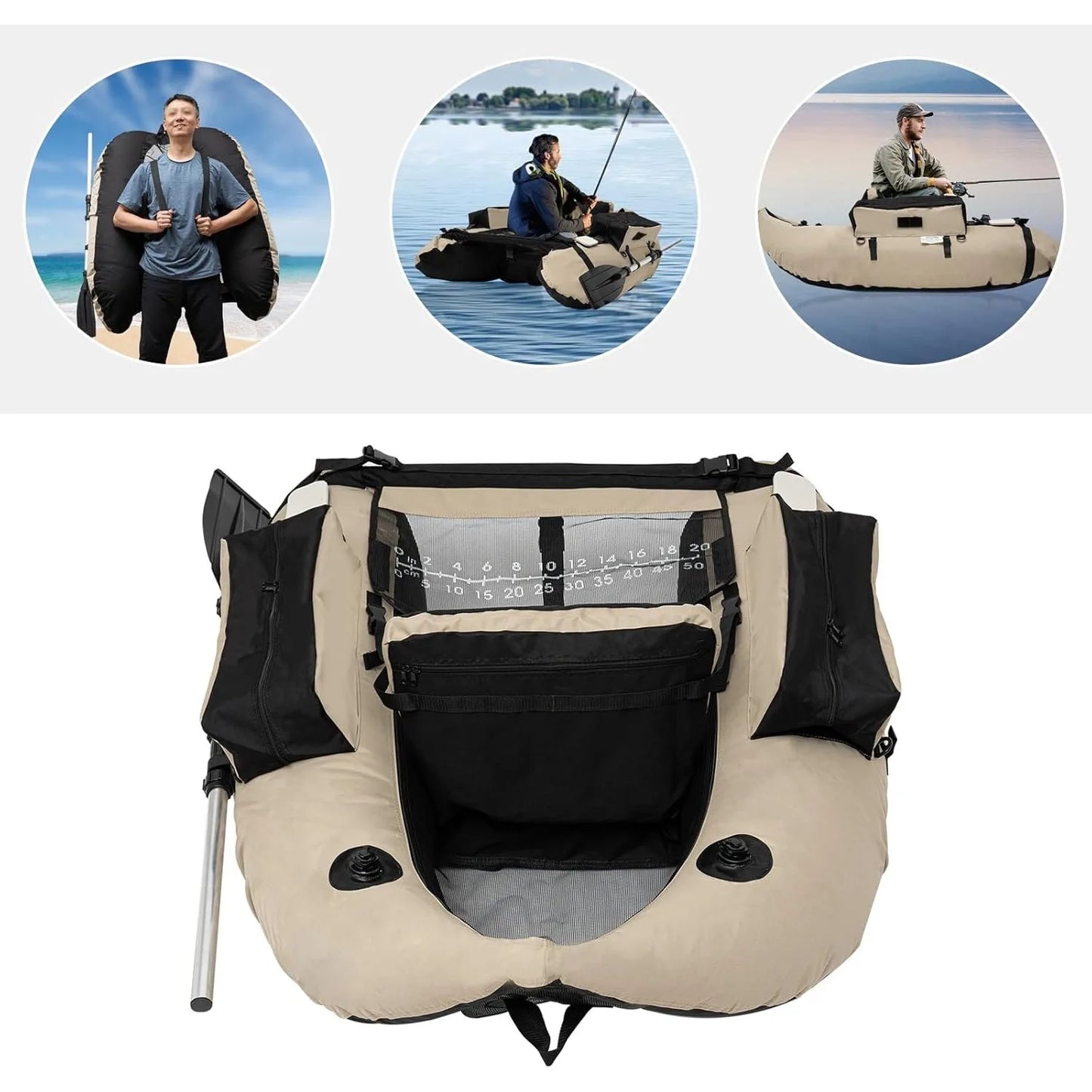 Outdoor Fishing Boat With Paddle And Storage Pockets