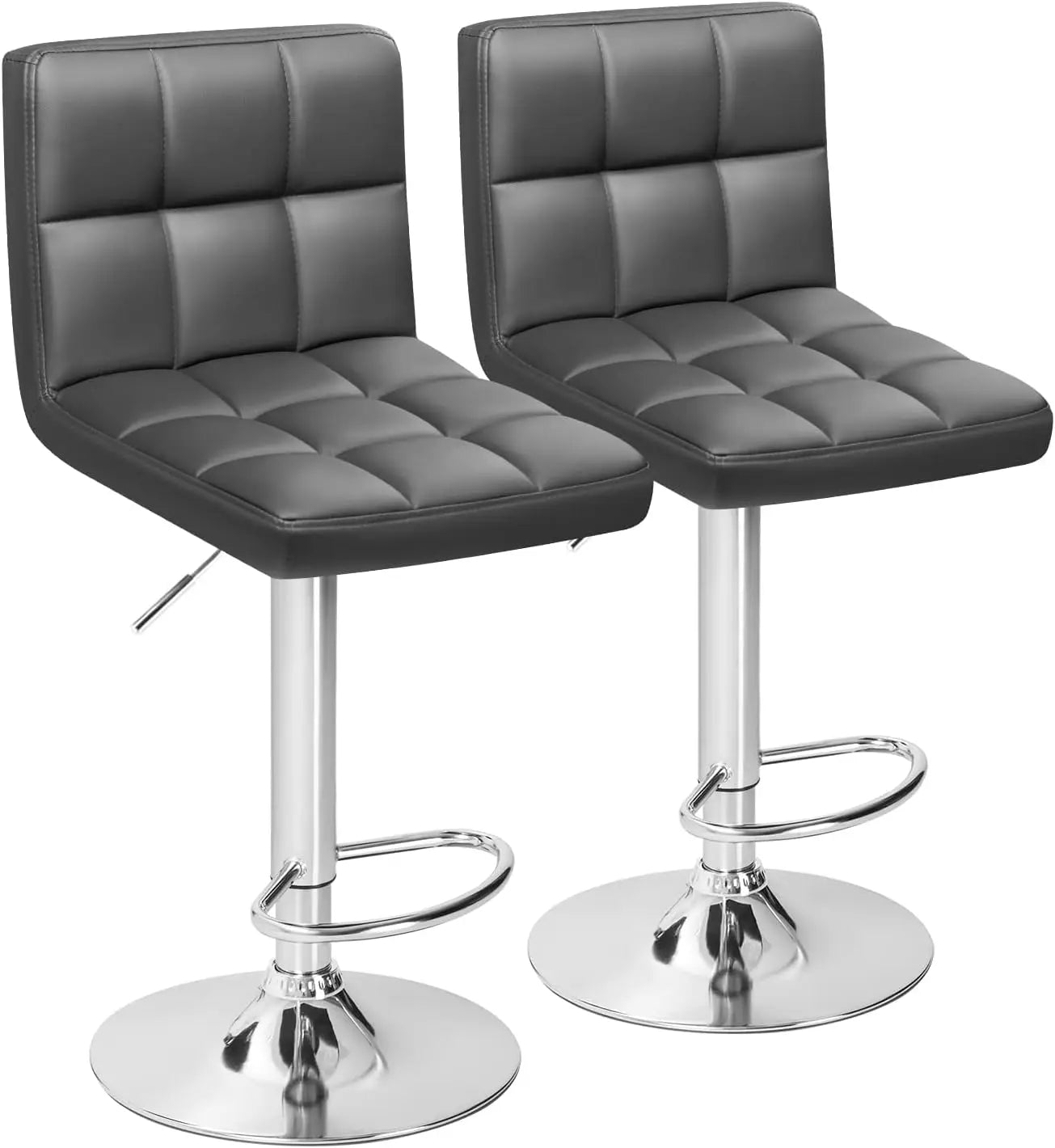 HUANZHUANG Modern PU Leather Swivel Bar Stool Set Of 2