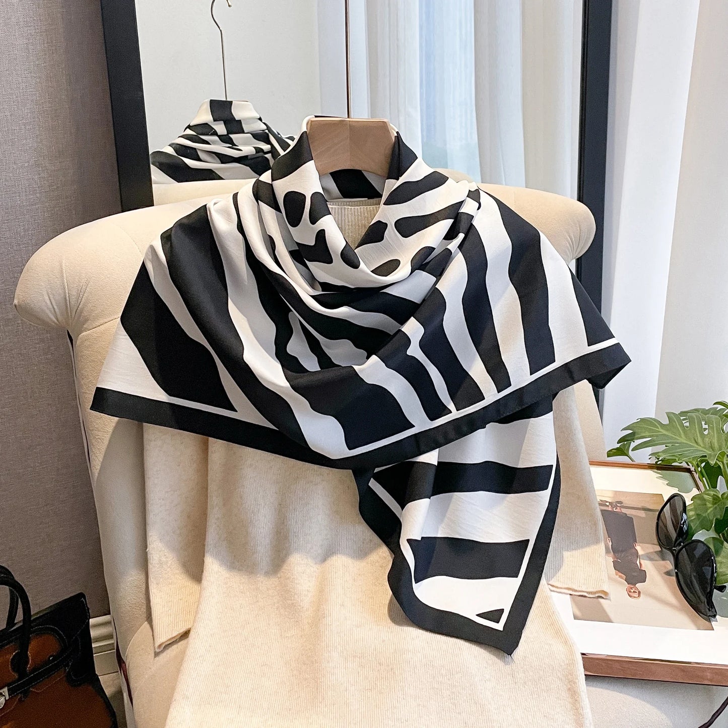 Women's Polyester Square Scarf Hairband Neckerchief Foulard Accessory