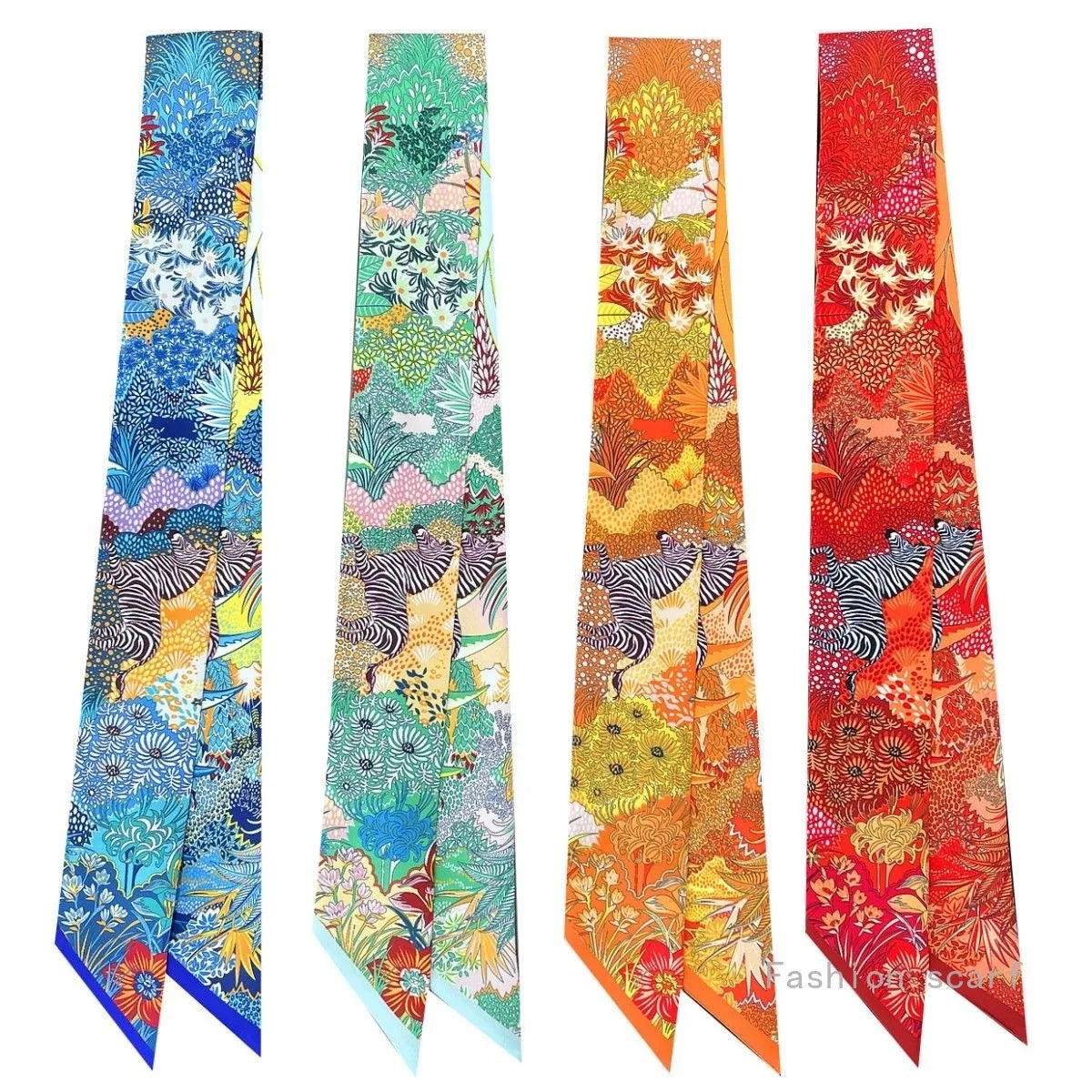 Korean Style Botanical Jungle Horse Print Polyester Scarf for Women