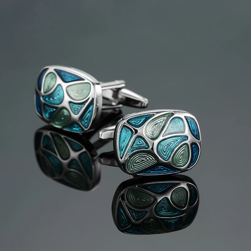 Classic Round Cufflinks For French Shirt Rudder Star Pattern