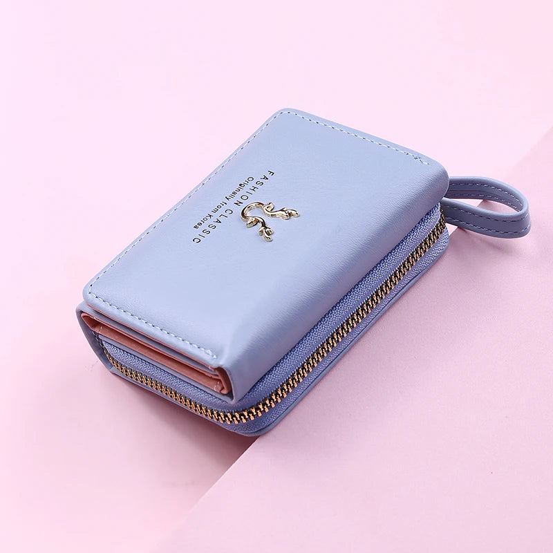 PU Leather Card Holder Wallet For Women With Coin Pocket
