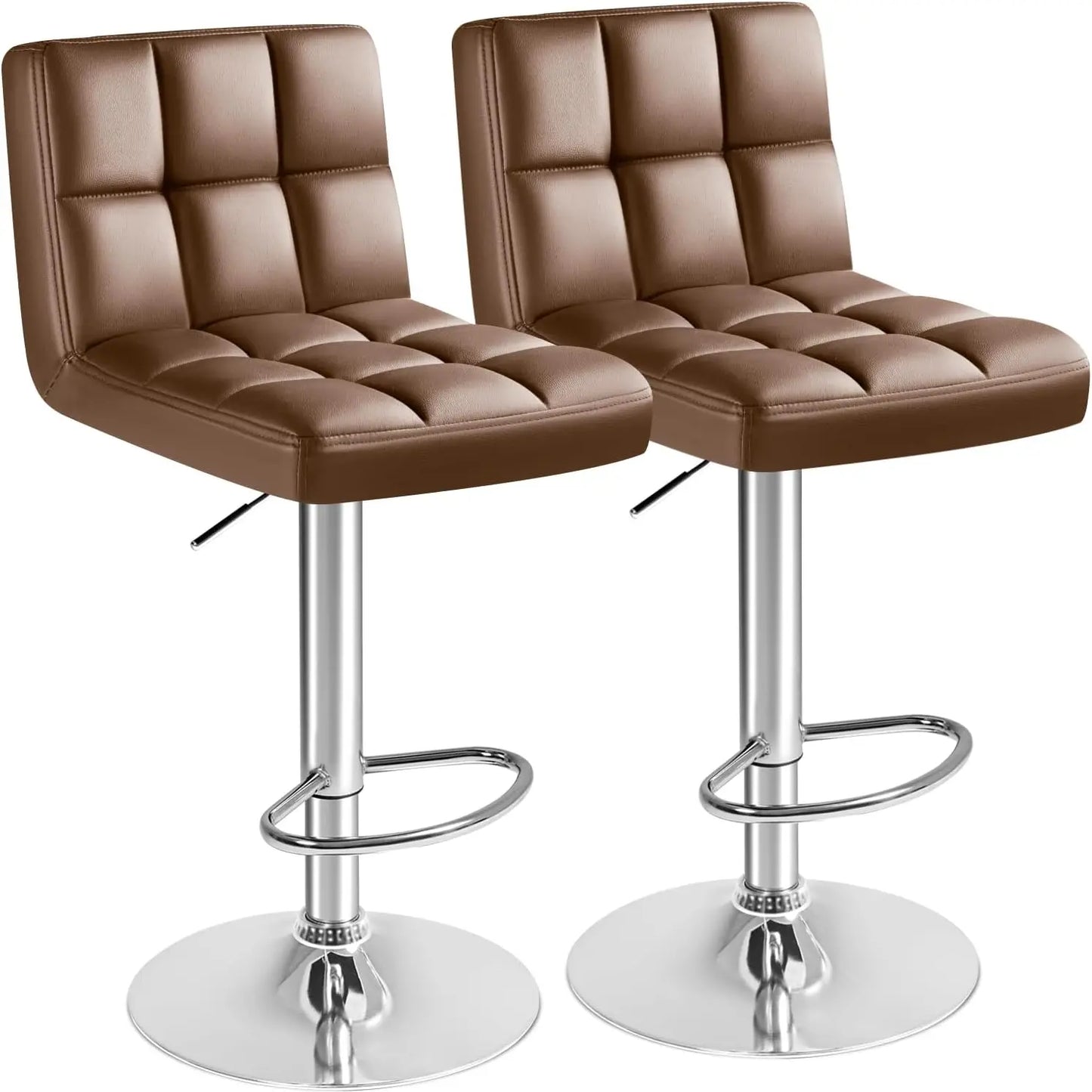 HUANZHUANG Modern PU Leather Swivel Bar Stool Set Of 2