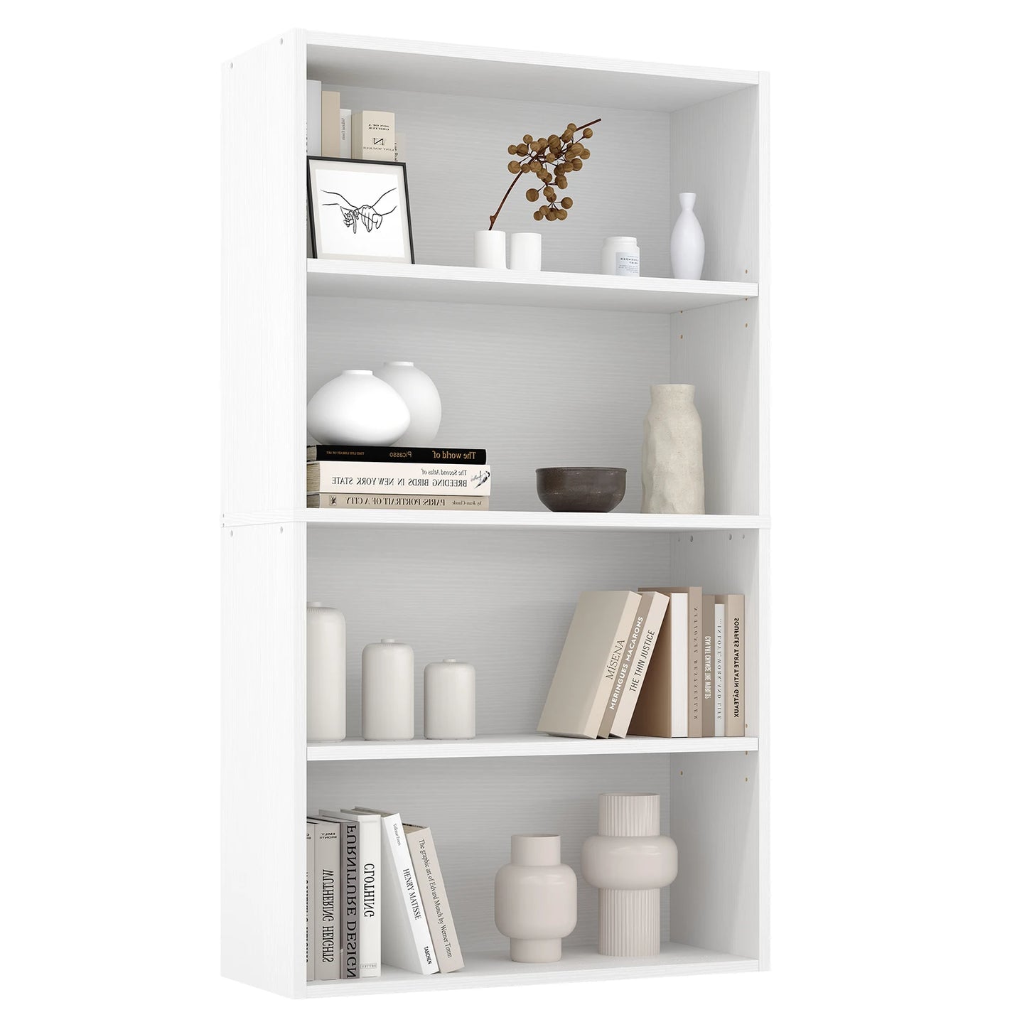 JHK 4 Tier Wooden Floor Shelf Bookcase Living Room Office