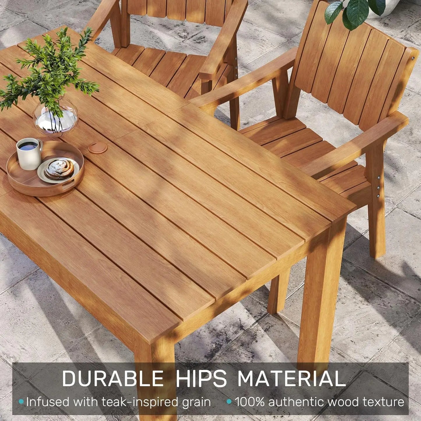 OEING Outdoor Patio Table And Chairs Set With Umbrella Hole