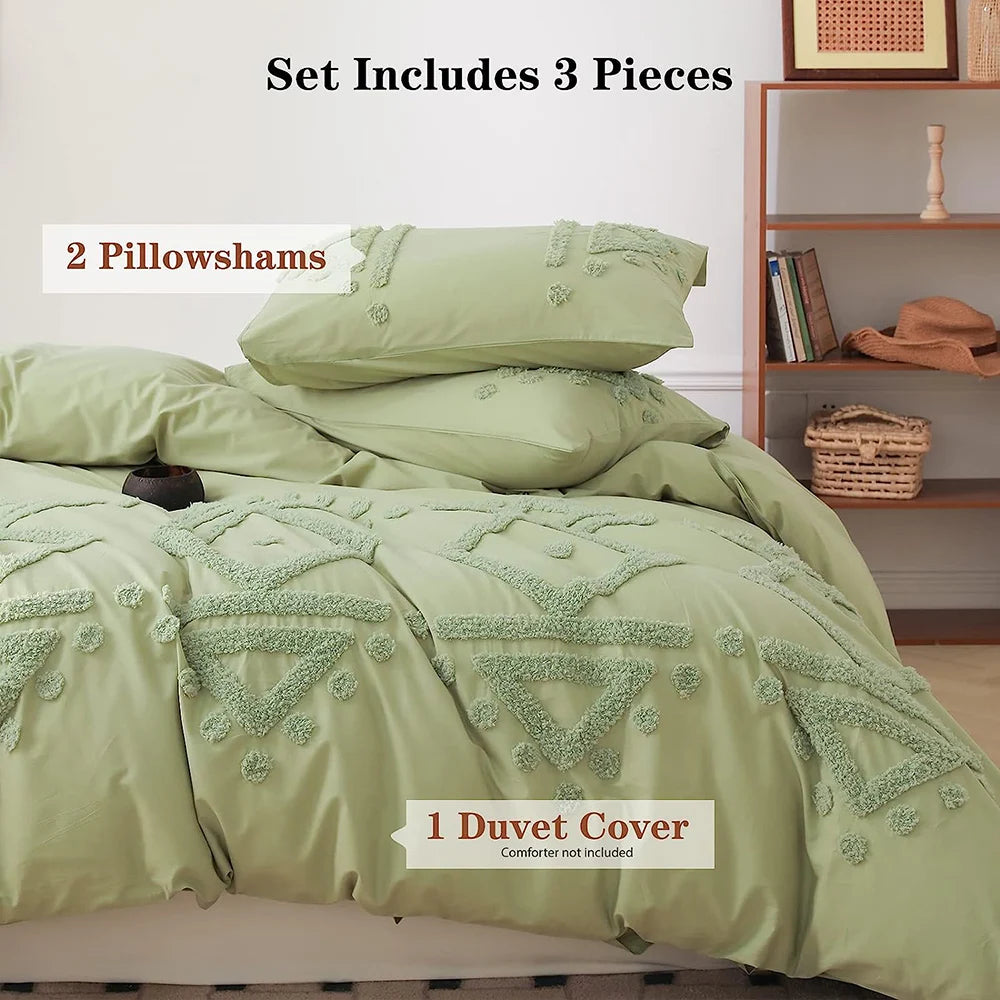 Simple Opulence Cotton Bedding Set Duvet Cover Shams 3 Piece