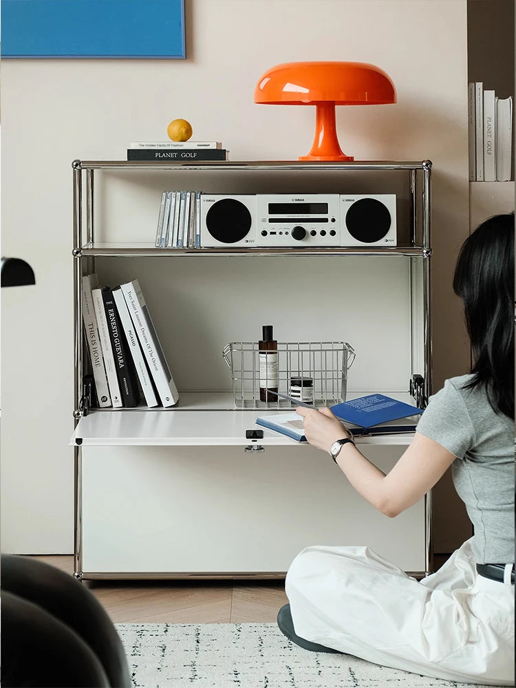 Bigcityfur Stainless Steel Storage Cabinet Modern Metal Sideboard