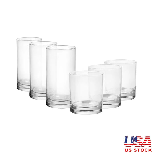 XMSJ 12 Piece Drinkware Glass Set Durable Clear Glasses