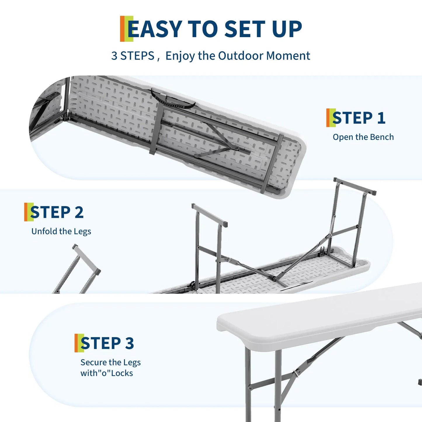 Studyset Portable Folding HDPE Bench For Outdoor Use