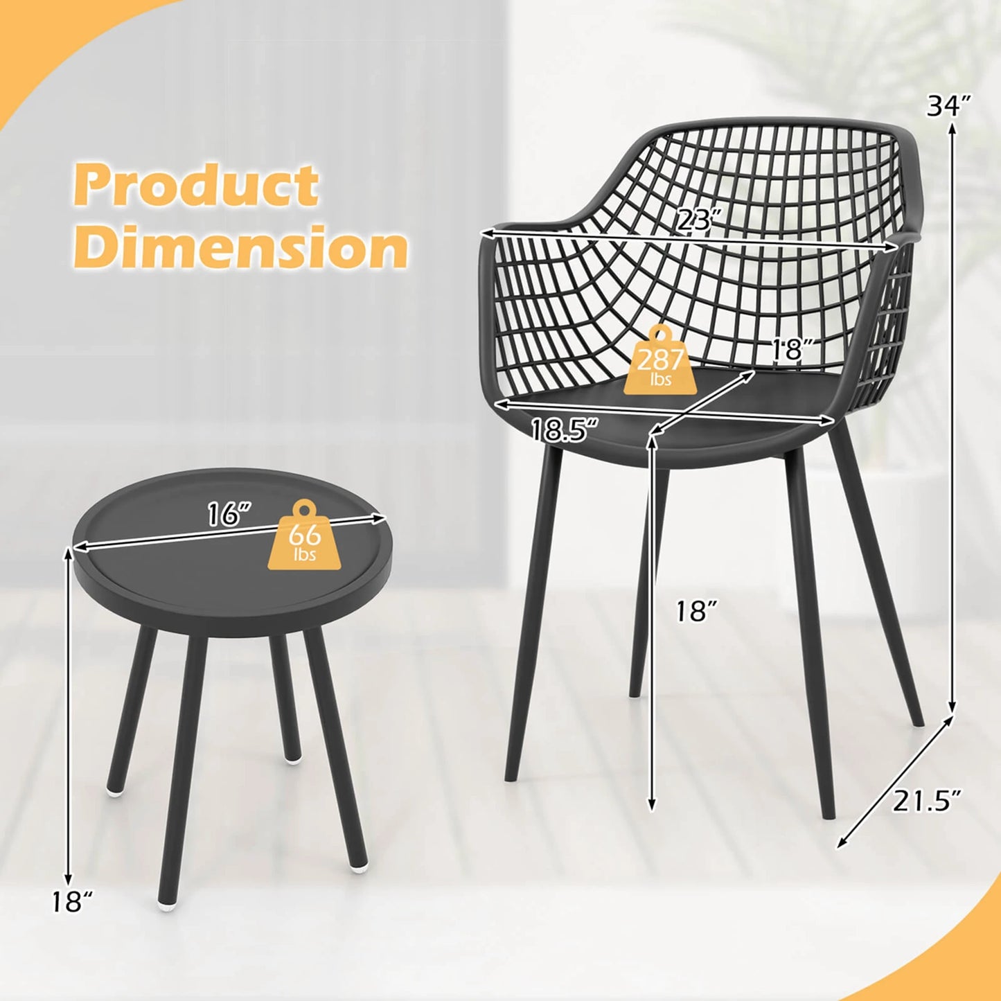 HOMASIS Patio Bistro Set All Weather Table and Chairs