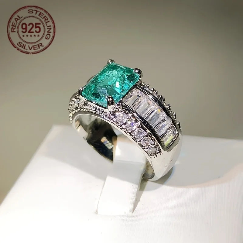 WPOOCC 925 Sterling Silver Aquamarine Promise Ring