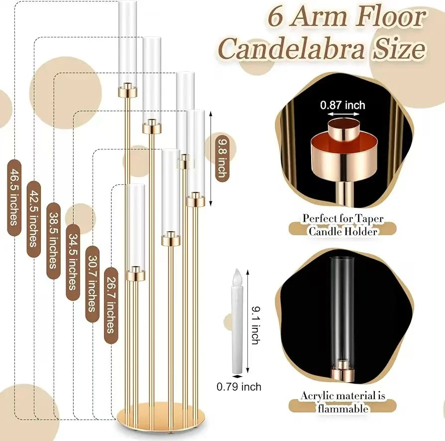 Candle 4-Piece Metal Floor Candlestick Holder With LED Candles