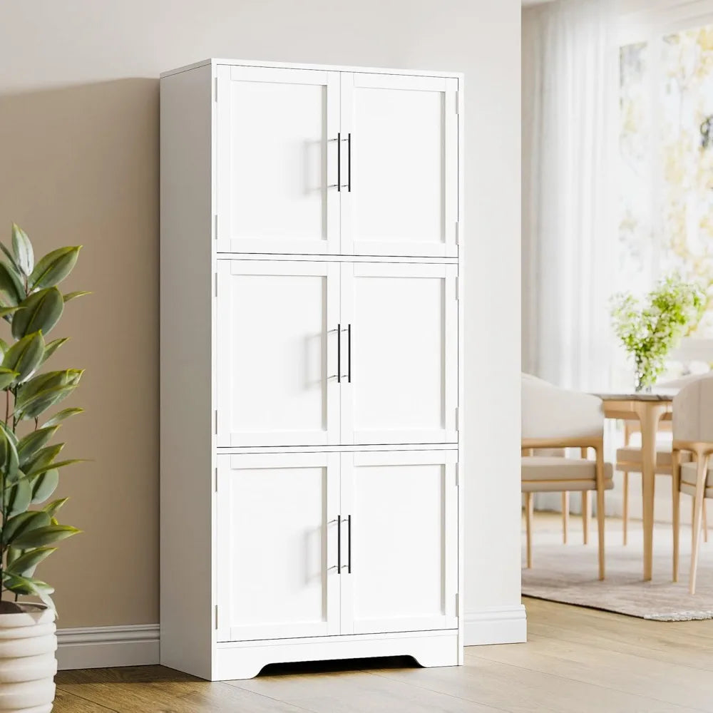 Color Six-Door Kitchen Pantry Cabinet With Shelves