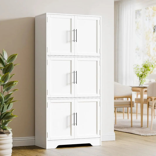 Color Six-Door Kitchen Pantry Cabinet With Shelves