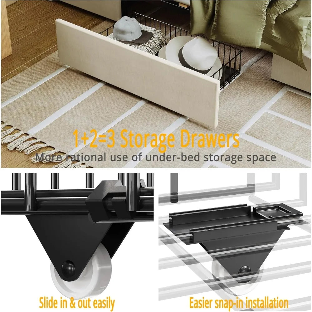 Bed Frame With Storage Drawers And Charging Station