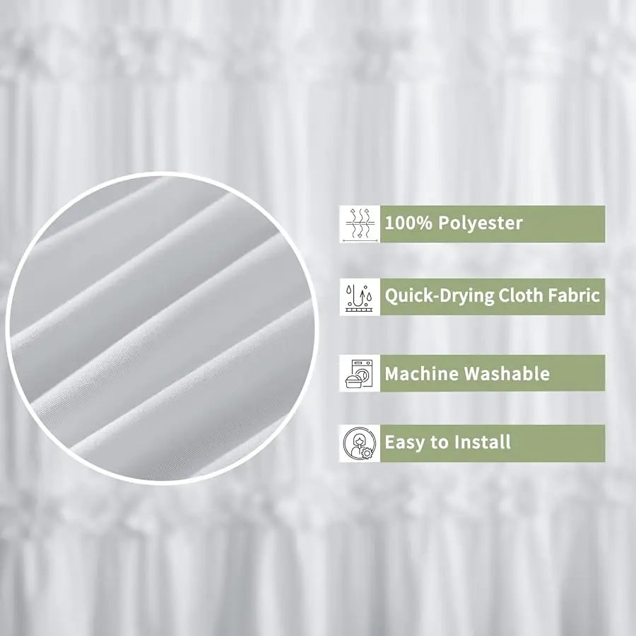 Guangdong Victorian Ruffle Shower Curtain Ruched Microfiber Bath Decor