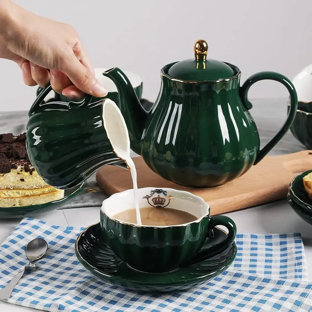 Porcelain Tea Set British Royal Series For Six With Teapot