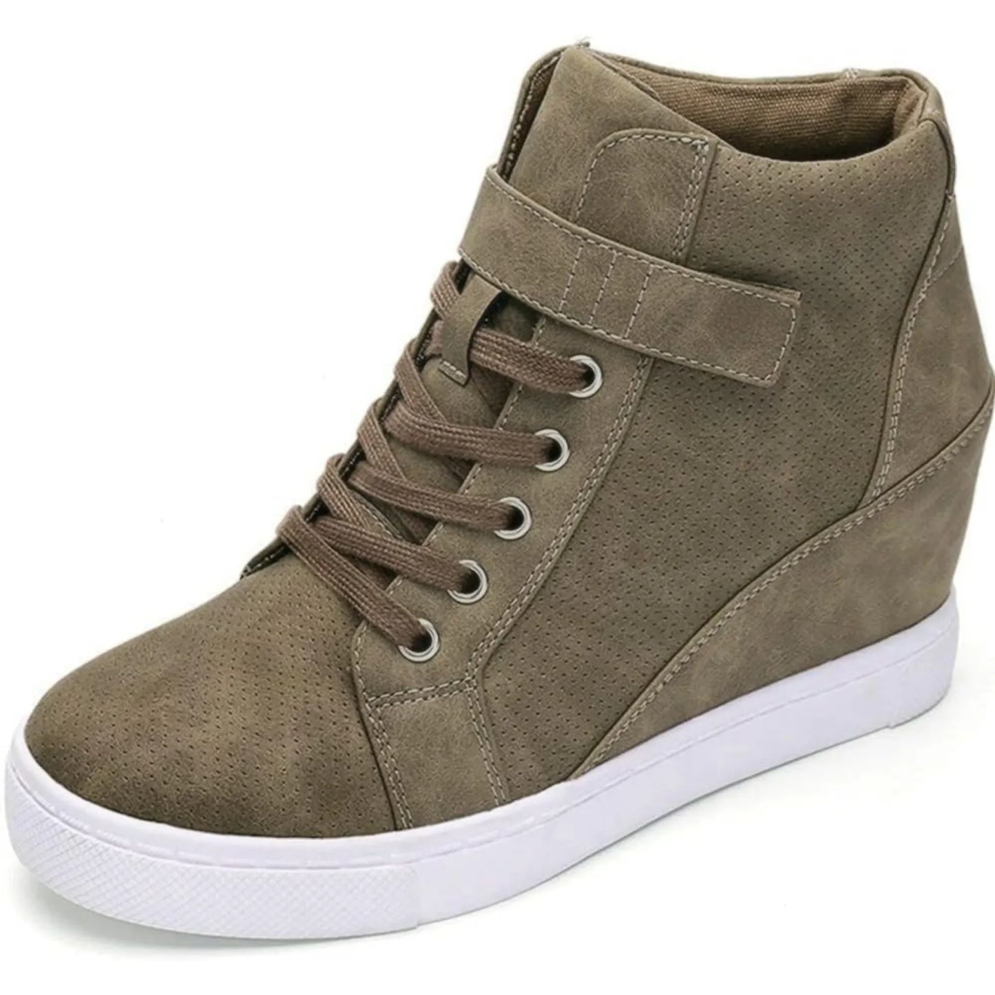 Women's Lace Up Wedge Sneakers High Top Ankle Boots