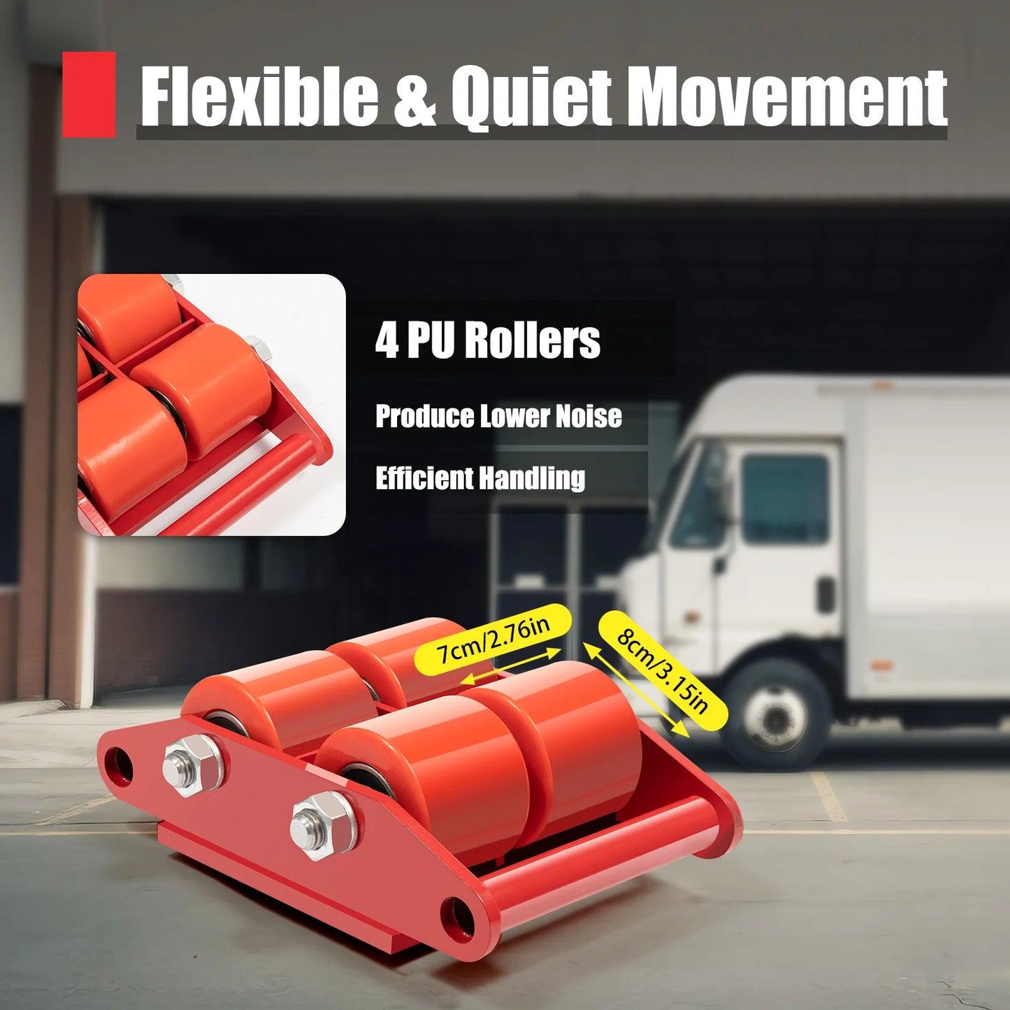 6 Ton Machinery Mover Skate Dollies With 360 Degree Rotation Cap And Four Rollers