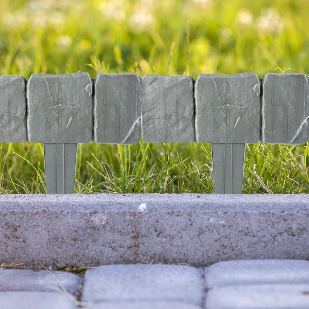 Garden Edging Border Imitation Stone Plastic Cobblestone Fence Patio Decor
