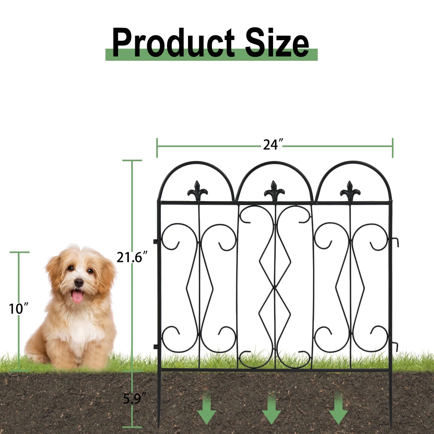 Outdoor Rustproof Metal Garden Border Fence 5 Piece Set