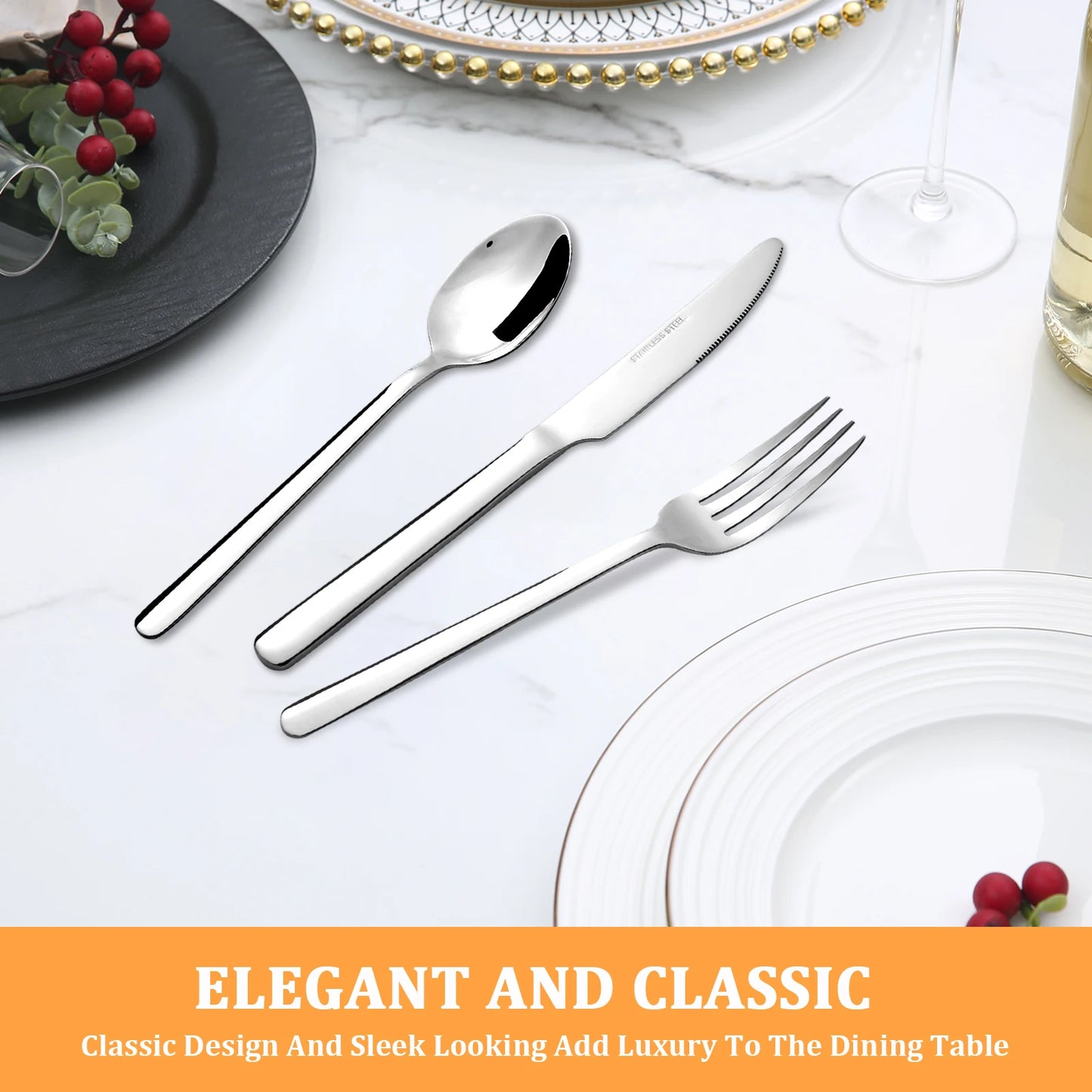 HANSMART 24 Piece Stainless Steel Flatware Set For 6