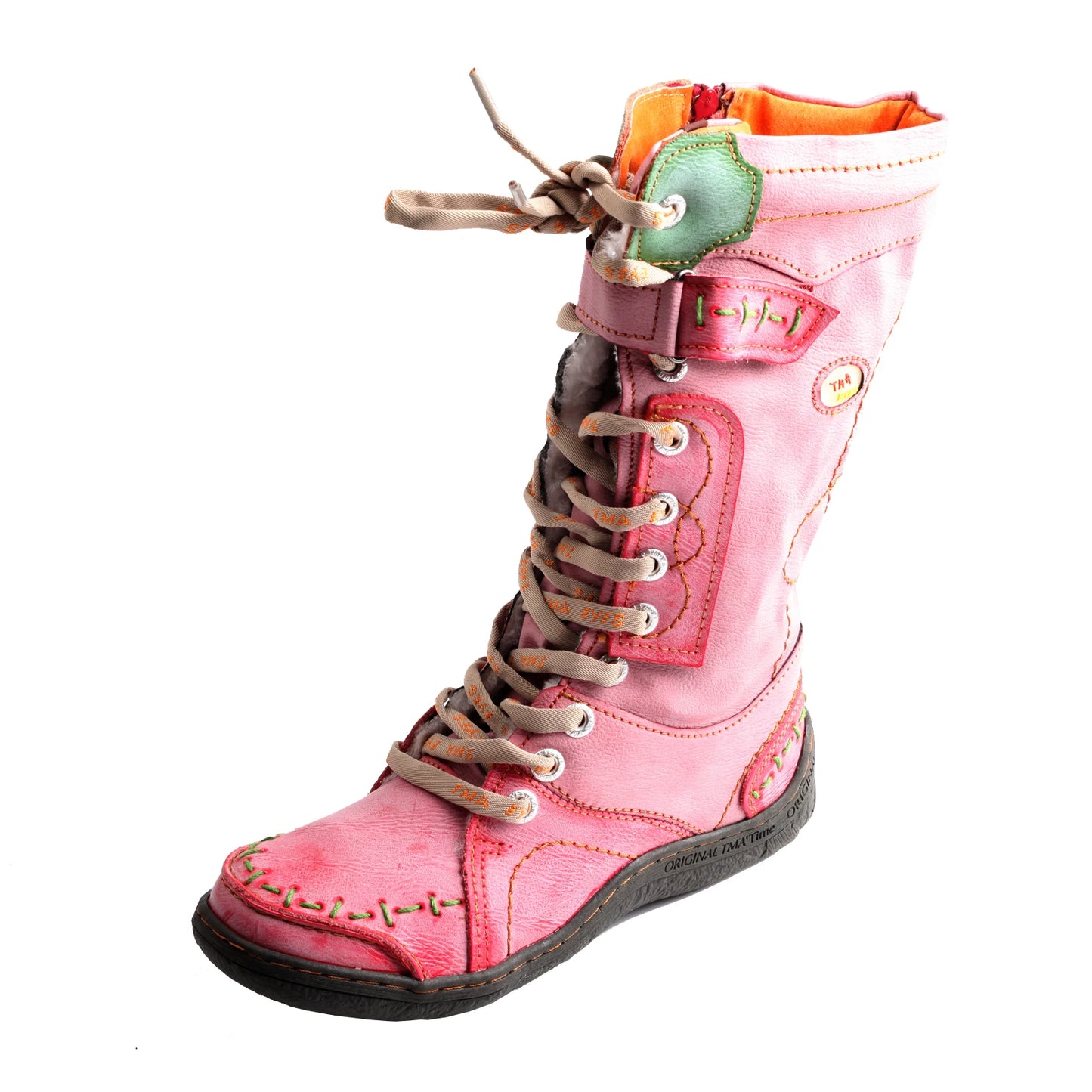 TMA EYES Warm Leather Boots For Women Hand Stitching