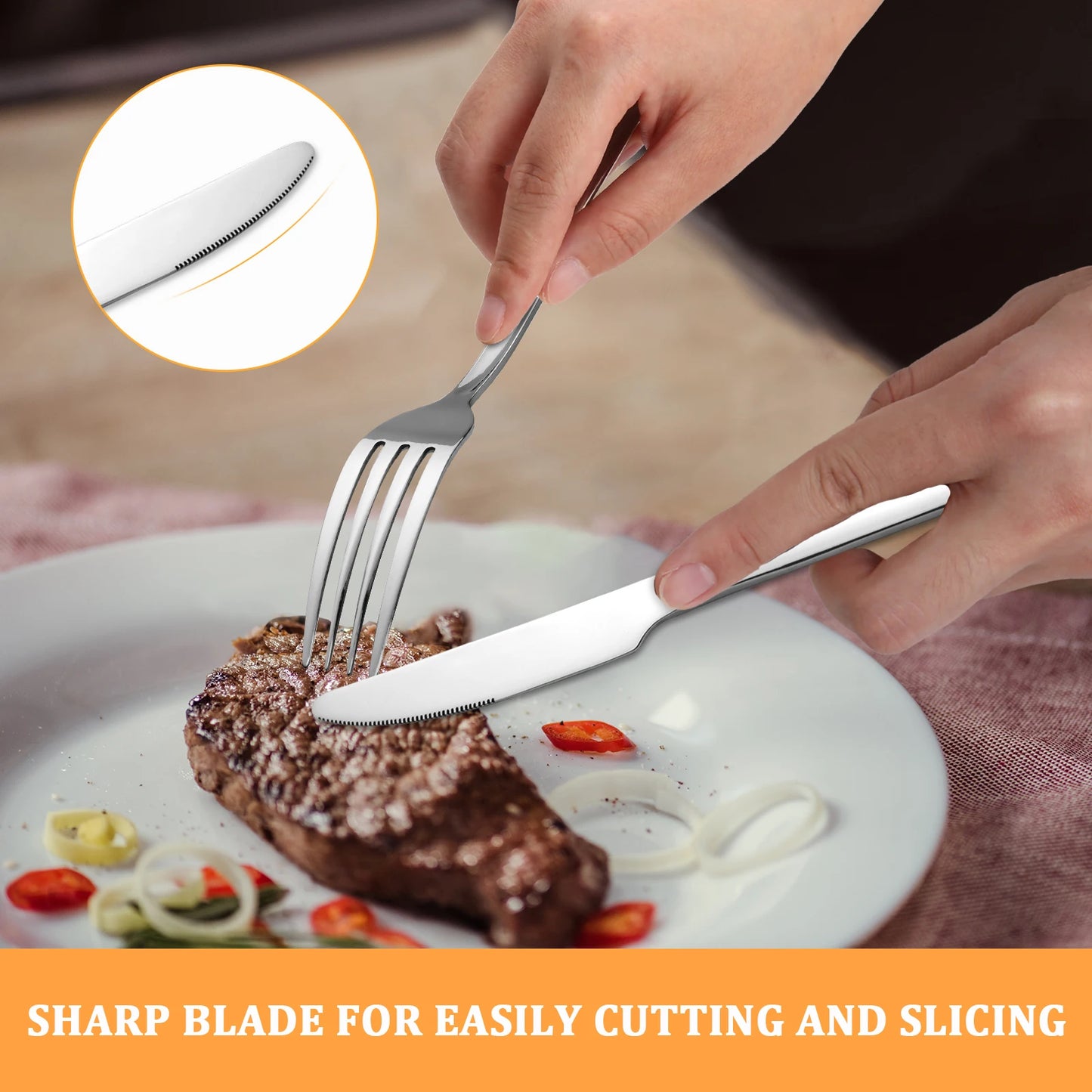 HANSMART 24 Piece Stainless Steel Flatware Set For 6