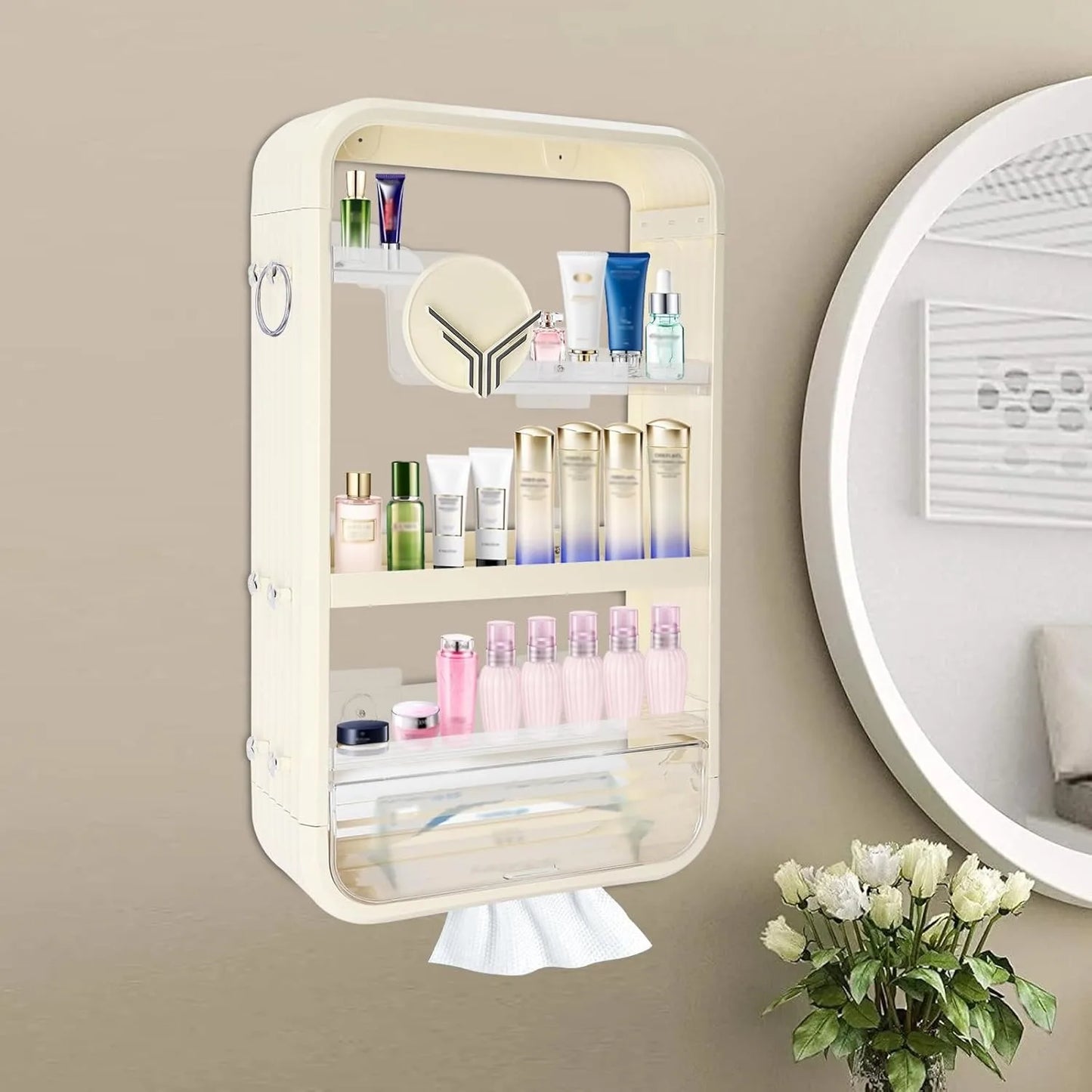 Hign-concerned Wall Mounted Makeup Organizer Four Tier Shelf