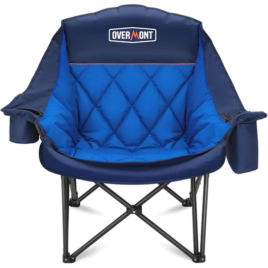 Heavy-Duty Padded Folding Camping Chair Cup Holder Side Pocket
