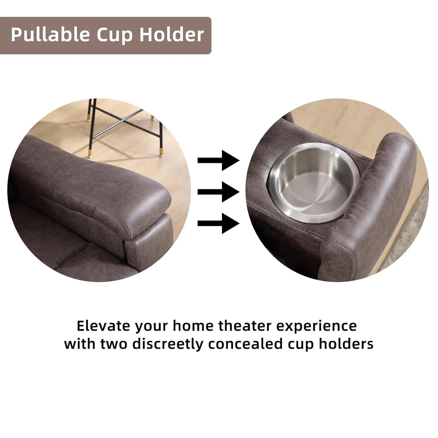 Overstuffed Manual Recliner Chair With Cup Holders For Living Room