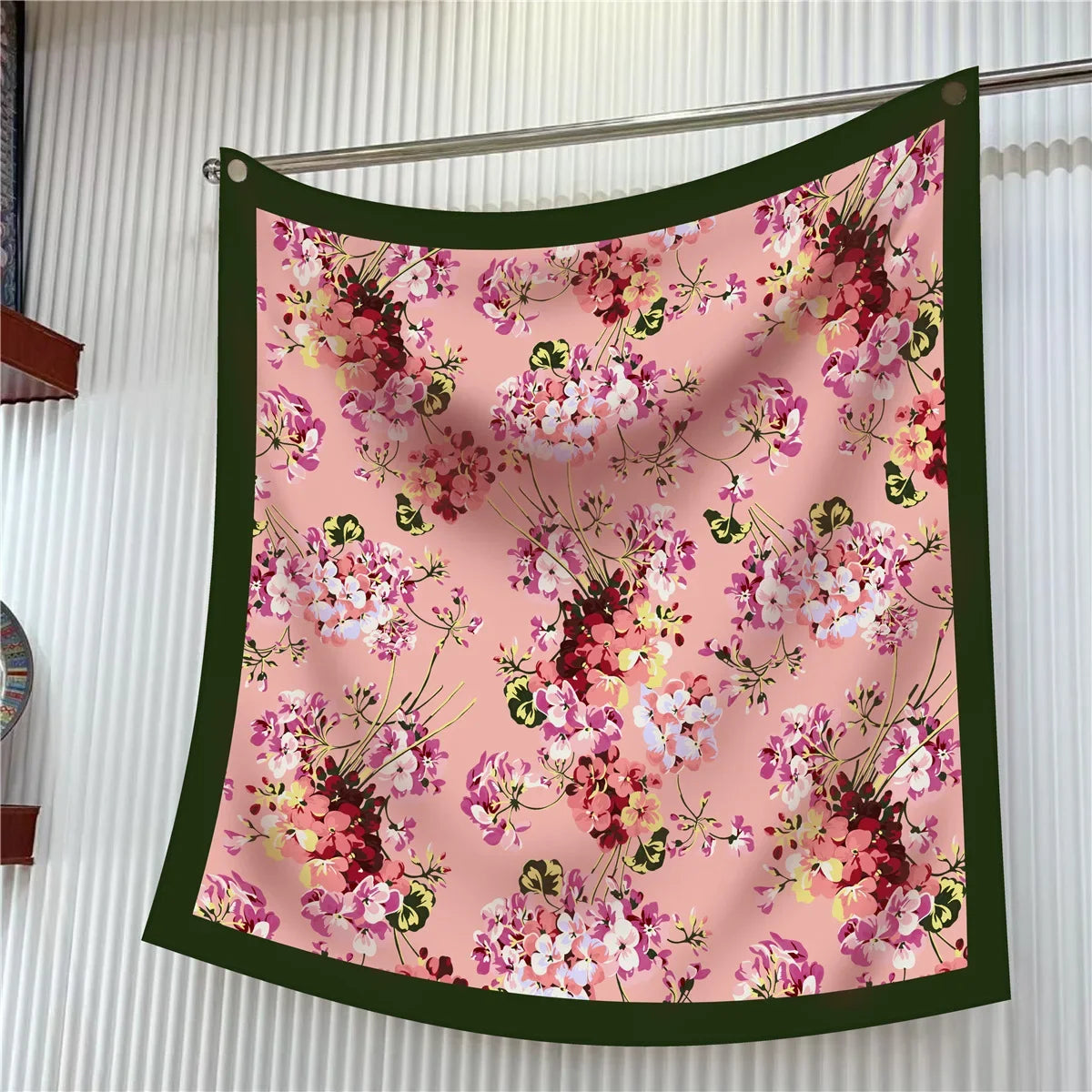 Floral Silk Twill Square Scarf Hijab Shawl For Women