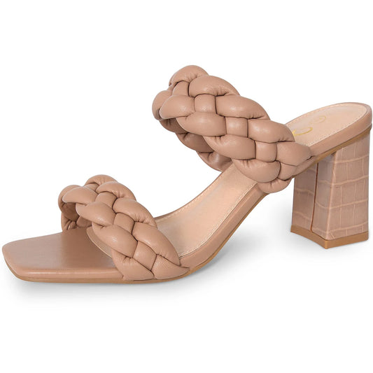 Elegant Women's Braided Strappy Sandals Open Toe Backless Mules