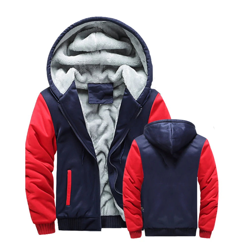 Realxizicn Men Winter Jacket Warm Fleece Hooded Coat Zipper