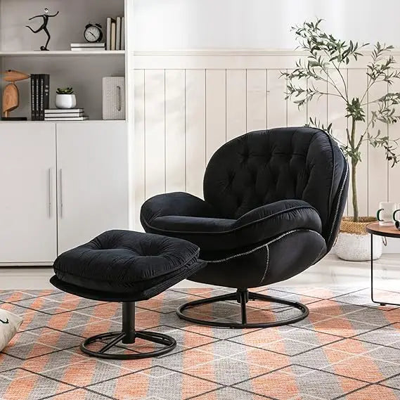 RBXC Velvet Swivel Accent Chair With Ottoman Set