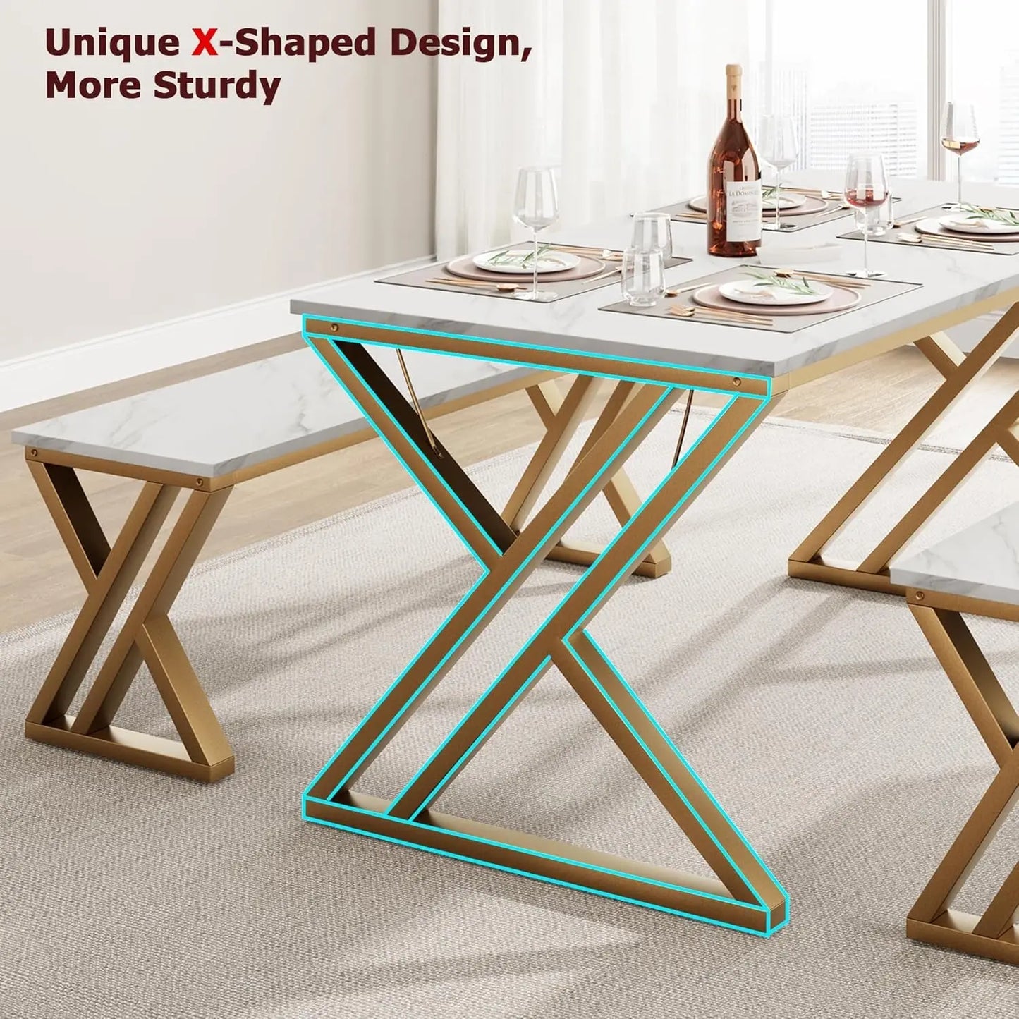 HobbyLane Kitchen Table Set For 4 With Benches SpaceSaving Dinette