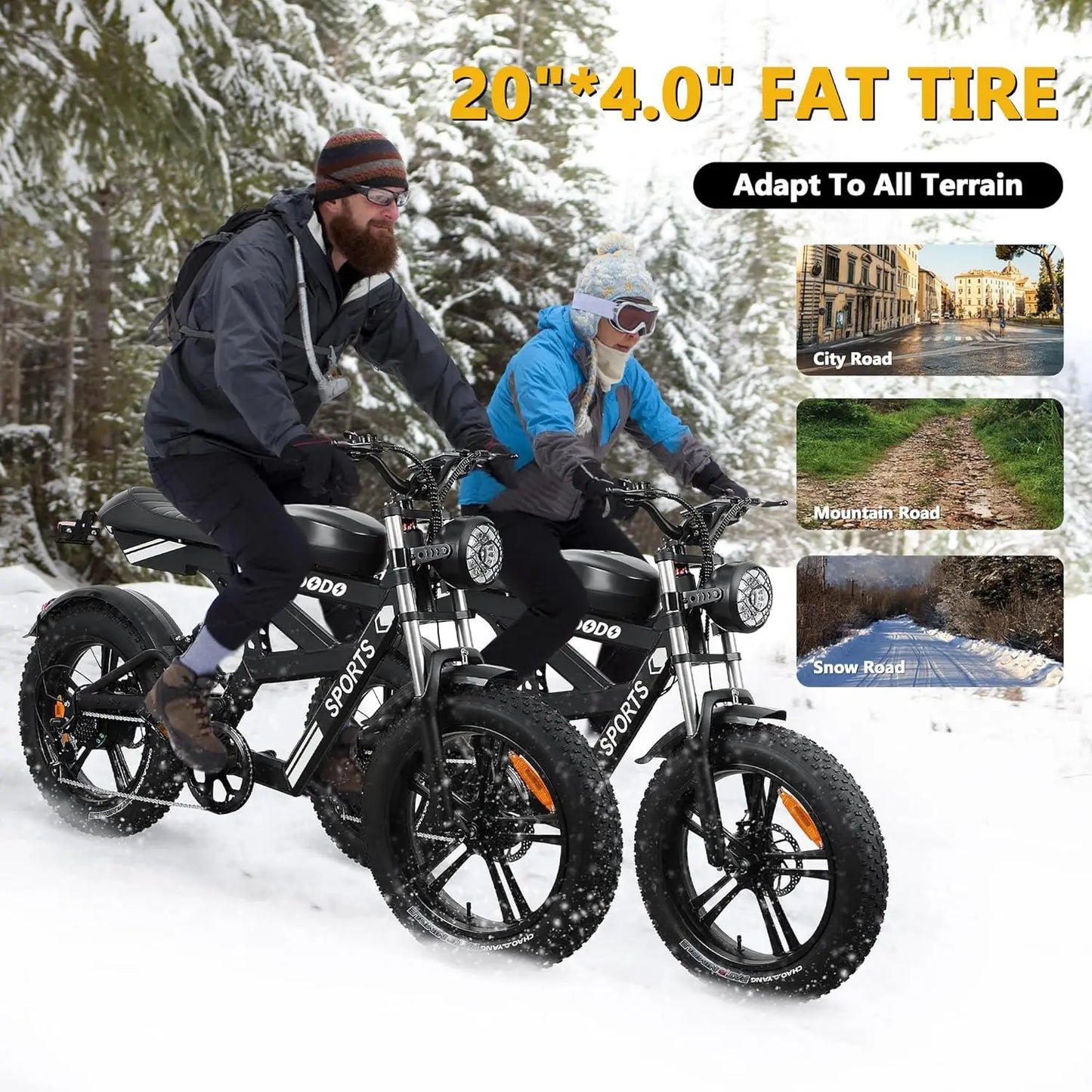 Electric Fat Tire Bike 1500W Peak 35MPH 7 Speed