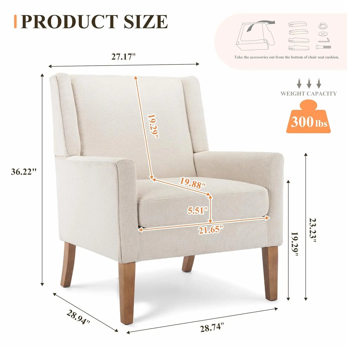 Wingback Accent Chair Set in Velvet with Wood Legs