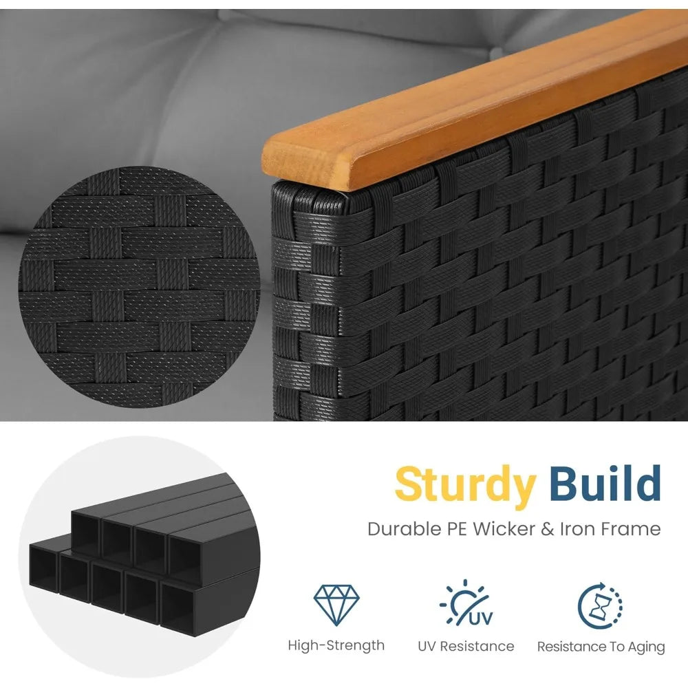 HUANZHUANG Wisteria Lane 3 Piece Rattan Outdoor Patio Set