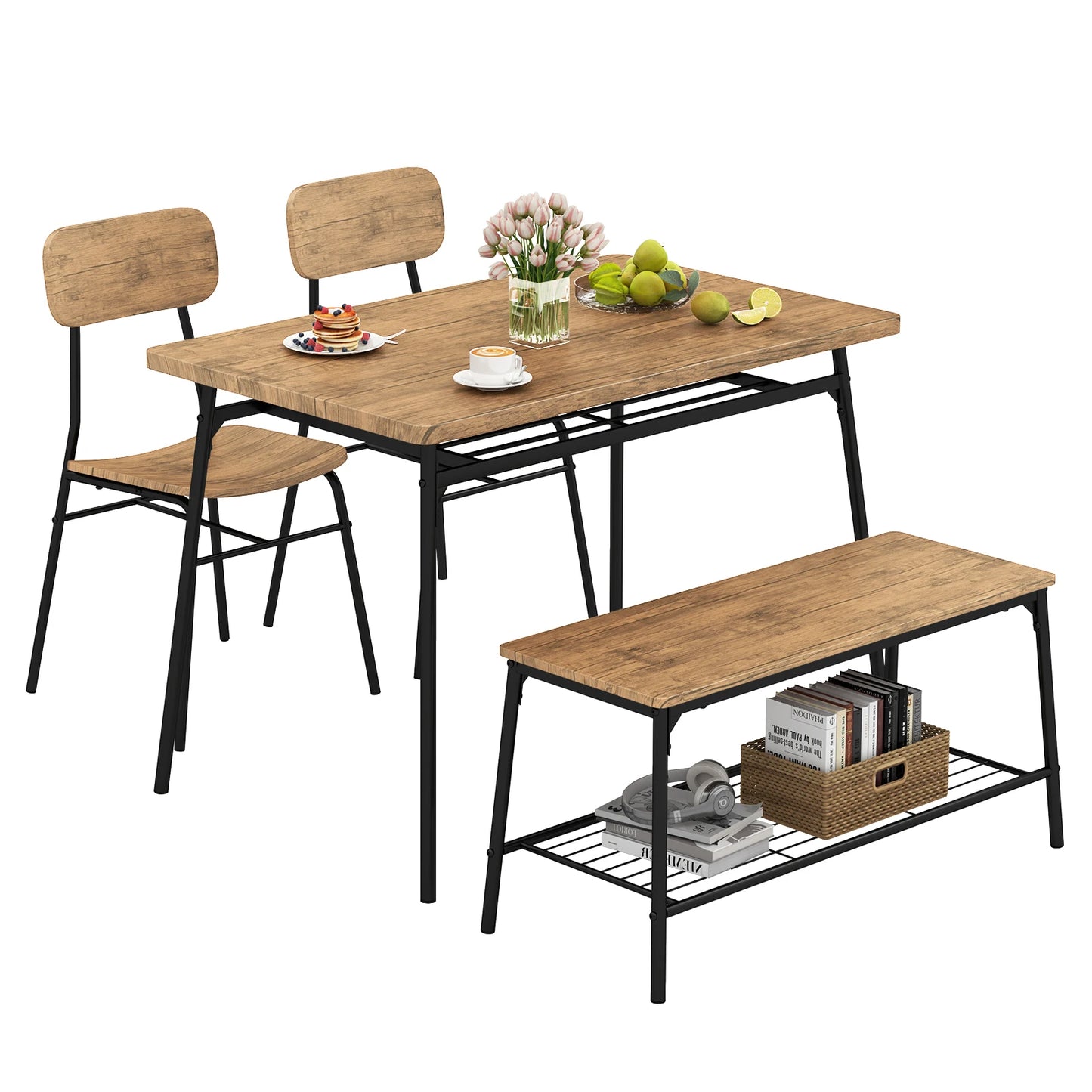 HOMASIS Dining Table Set With Bench And Chairs For Home