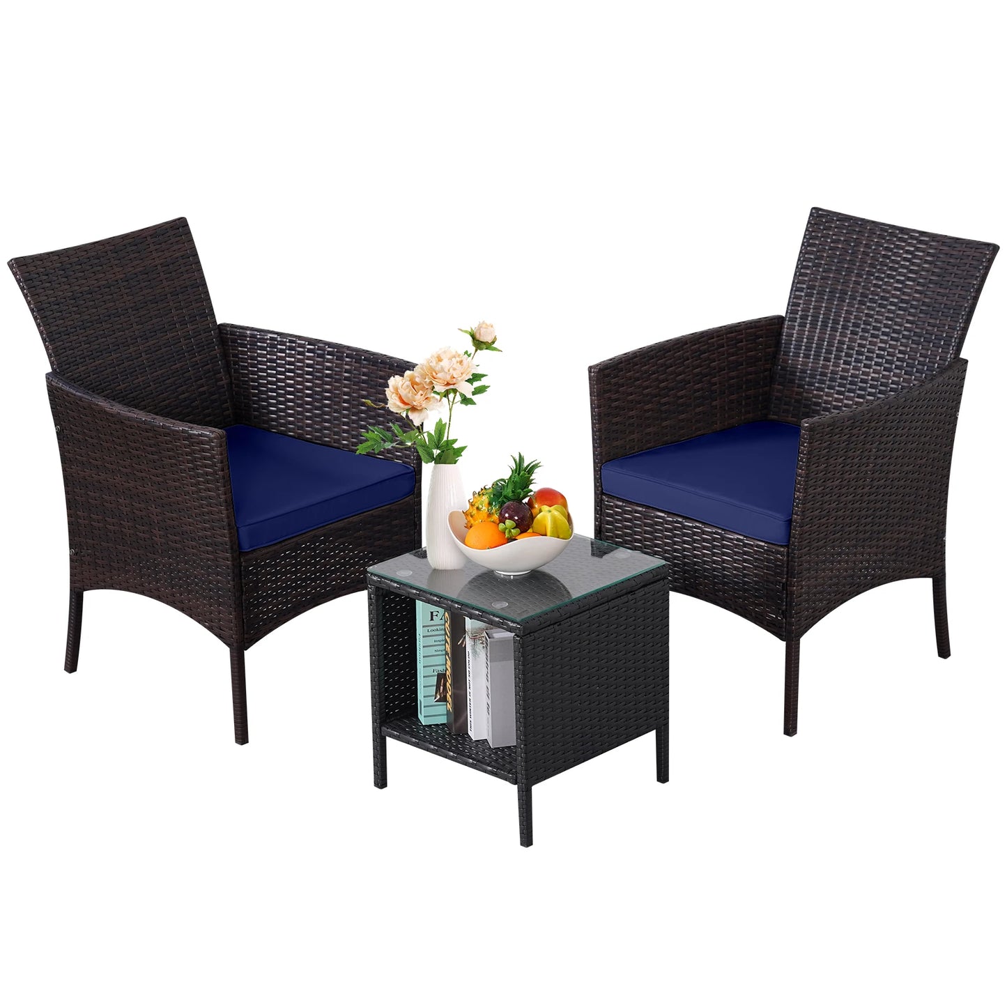 Naga Bahna 3 Piece Outdoor Patio Bistro Set Rattan Furniture